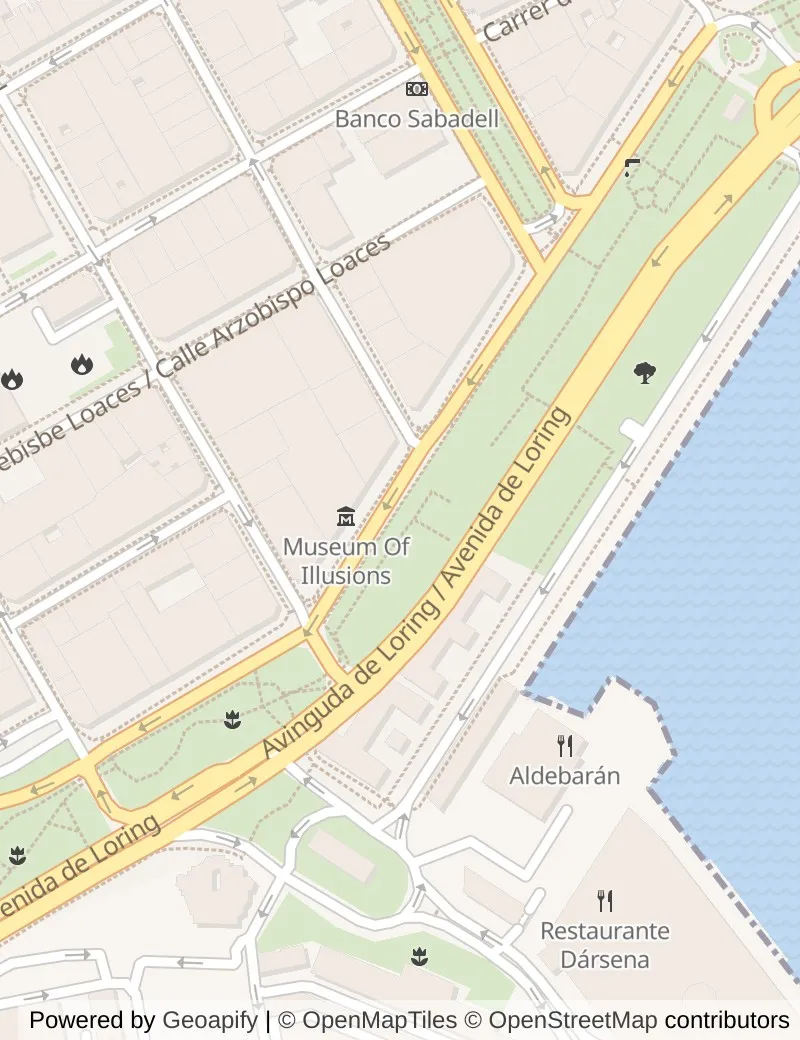 Closer street map of Alicante, about ten minutes' walk from side to side, showing the streets and what is on them.